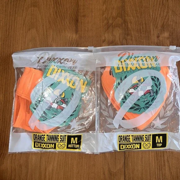 NEW Dixxon Sz M Triangle Micro Bikini Bright Orange Swimsuit Top &‎ Bottom 2 Pc. - Picture 5 of 14